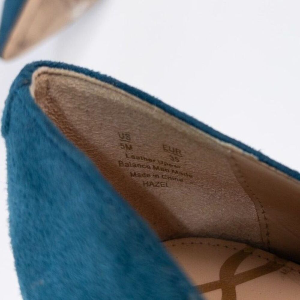 Sam Edelman Hazel Womens Teal Blue Suede Pointed Toe Stiletto Heels Pumps Size 5 - Picture 9 of 9